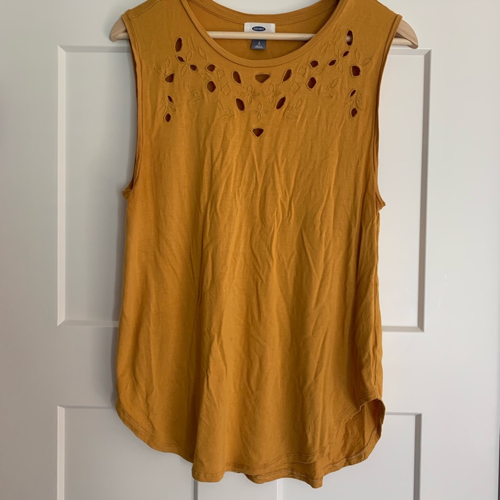 Old Navy Mustard Yellow Cutout Rayon Tank L